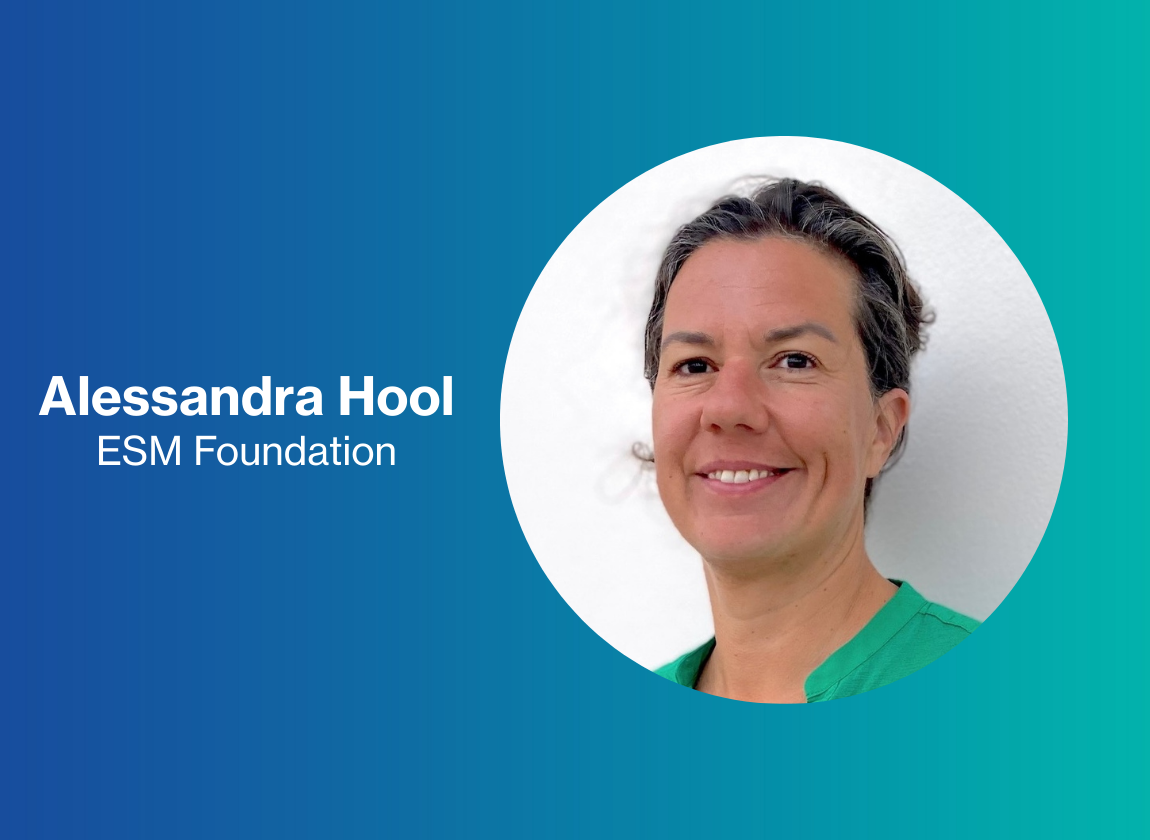 Alessa Hool in green clothing against a blue background